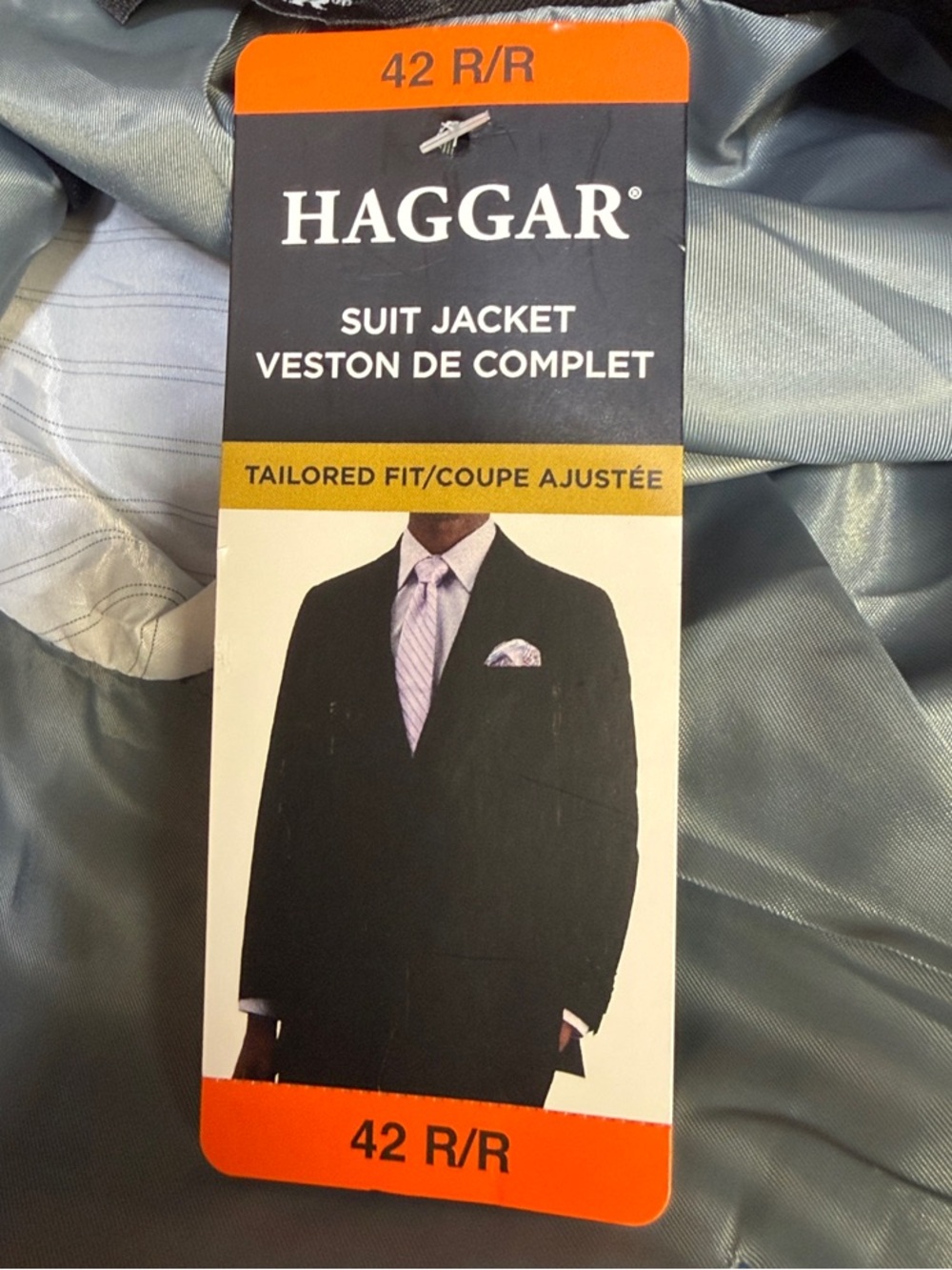 Haggar Black Tailored Fit Suit Jacket with Light Gray Lining